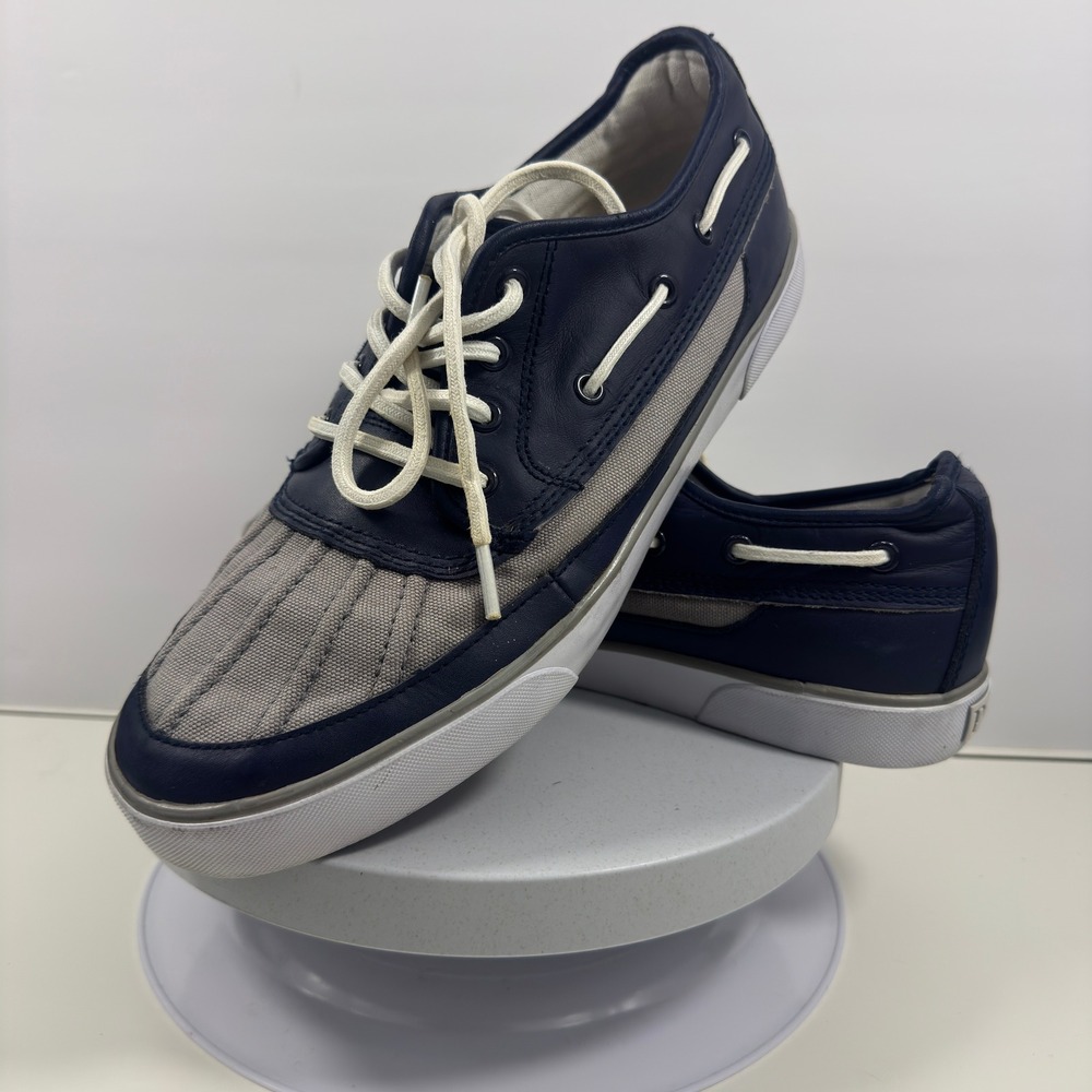 Ralph Lauren Men Sneakers Canvas Leather Boat Casuals Blue Size 11D Classic
